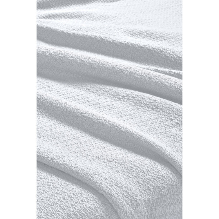 White Cotton Waffle Weave All-Season Throw Blanket