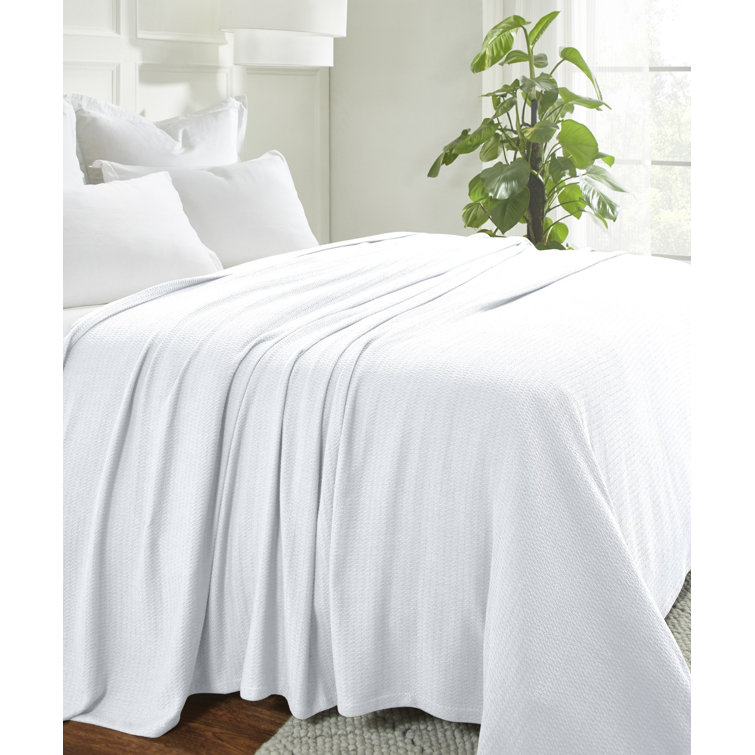 White Cotton Waffle Weave All-Season Throw Blanket