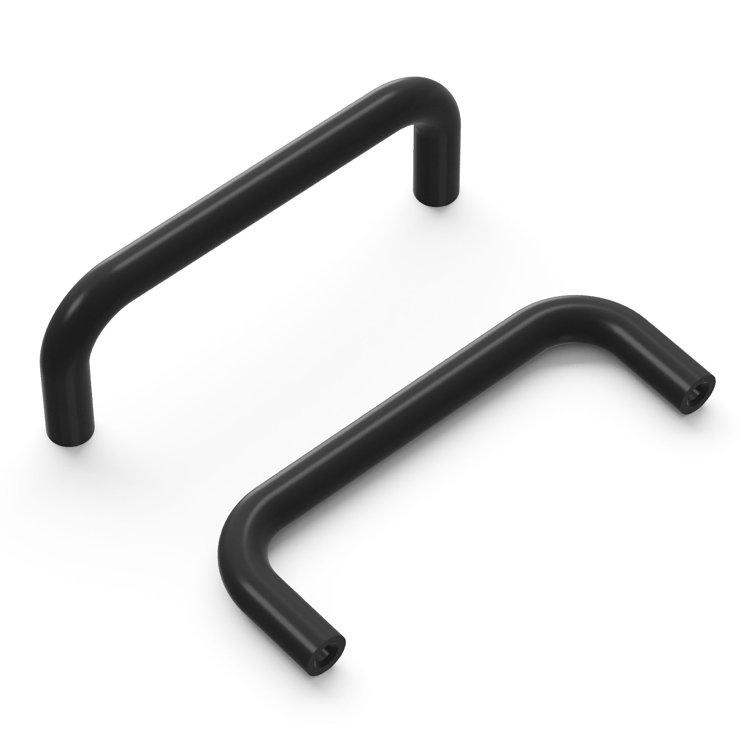 Modern Black Brass Cabinet Handle with Mounting Hardware, 3"