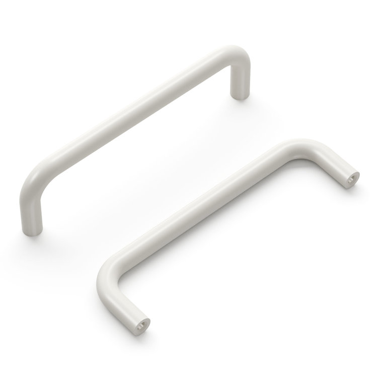 White Brass Modern Cabinet Door and Drawer Pulls, 4 Inch