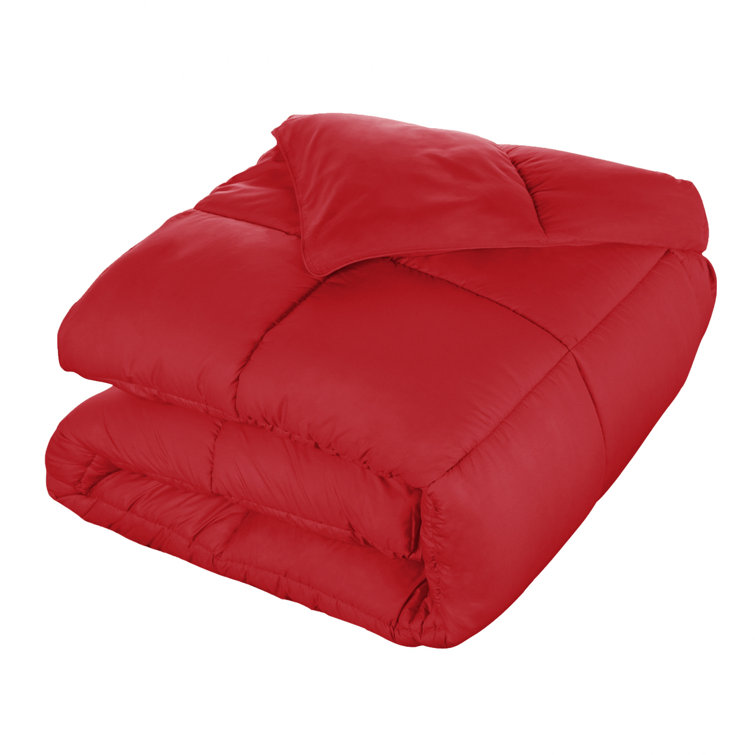 Twin Red Microfiber Reversible Comforter with Down Alternative Fill