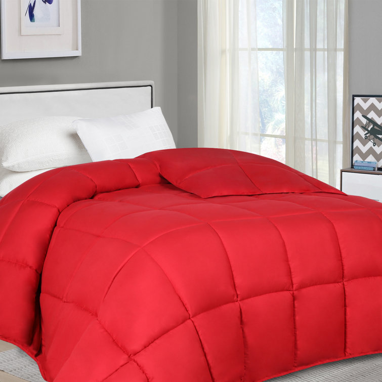 Twin Red Microfiber Reversible Comforter with Down Alternative Fill