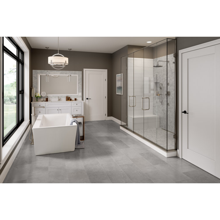 Large 12" x 23" Matte Gray Porcelain Stone Look Tile