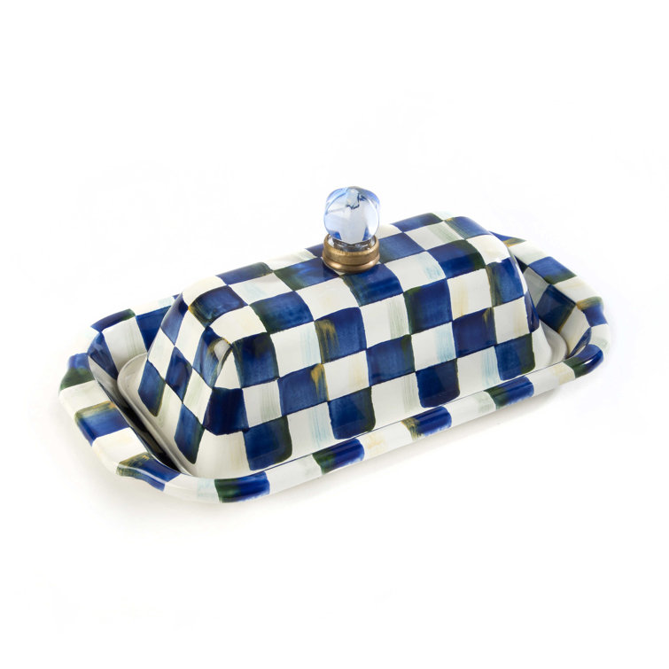 Royal Check Rectangular Butter Box with Glass Lid