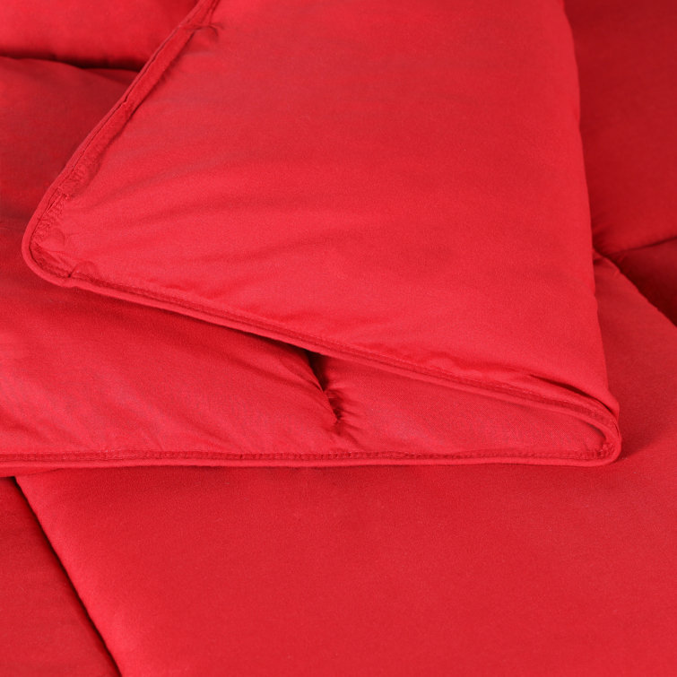 Twin Red Microfiber Reversible Comforter with Down Alternative Fill