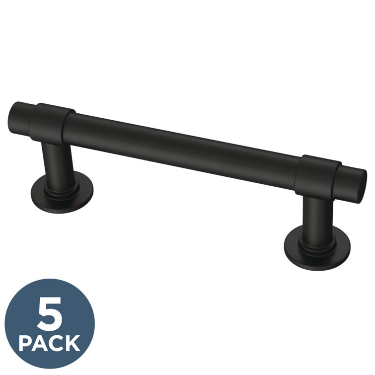 Matte Black Brass Bar Pulls with Mounting Hardware Set