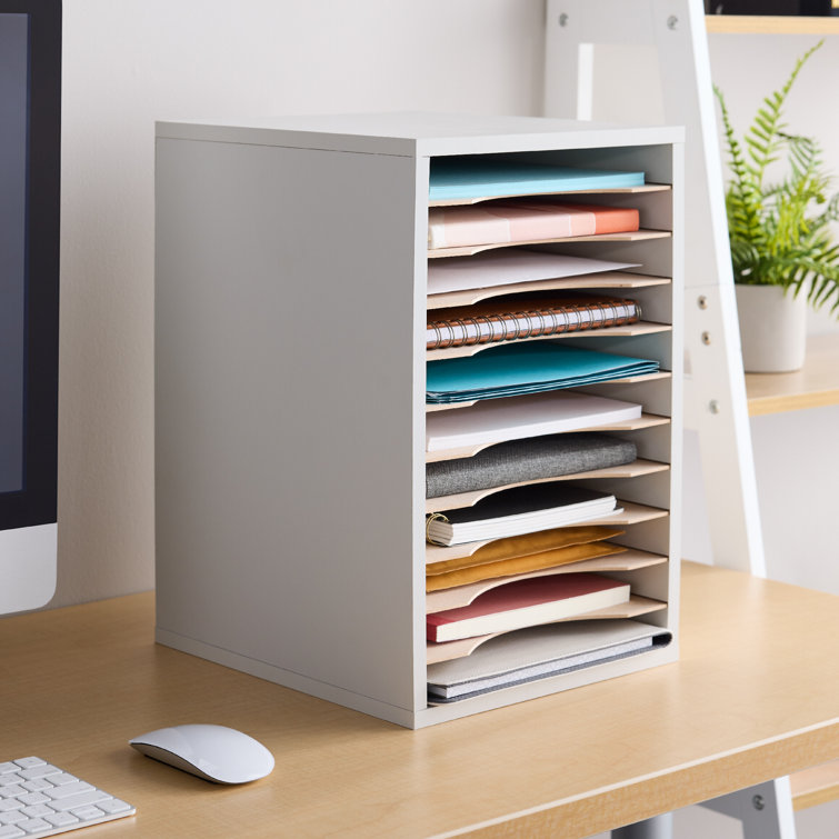 Gray 11-Compartment Vertical Desktop Organizer
