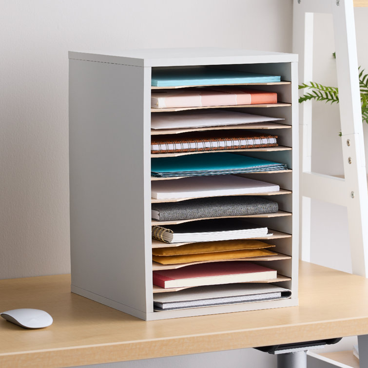 Gray 11-Compartment Vertical Desktop Organizer