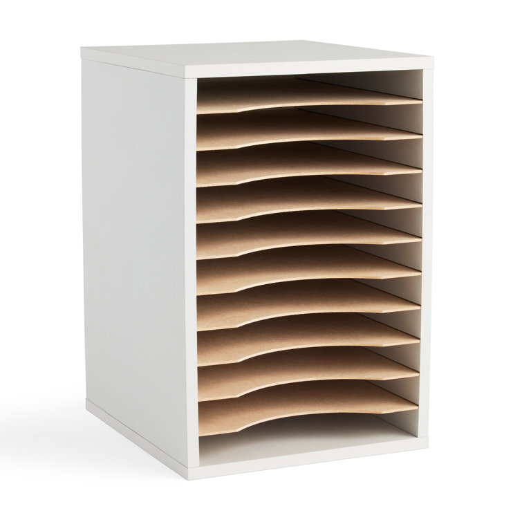 Gray 11-Compartment Vertical Desktop Organizer