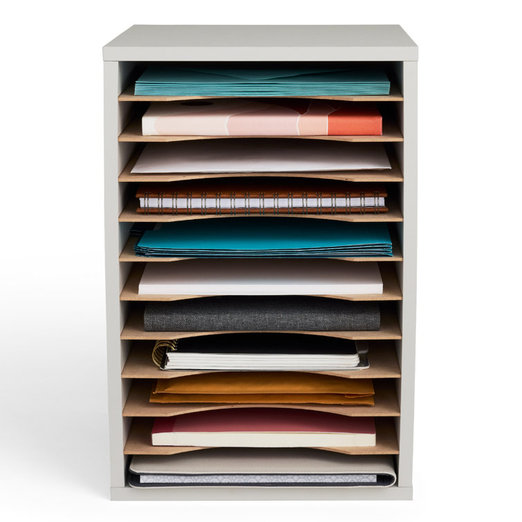 Gray 11-Compartment Vertical Desktop Organizer