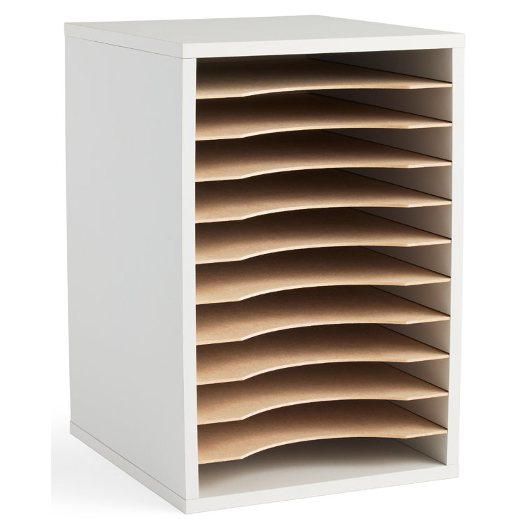 Gray 11-Compartment Vertical Desktop Organizer