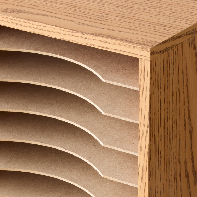 Oak Vertical Desktop Organizer with 11 Compartments