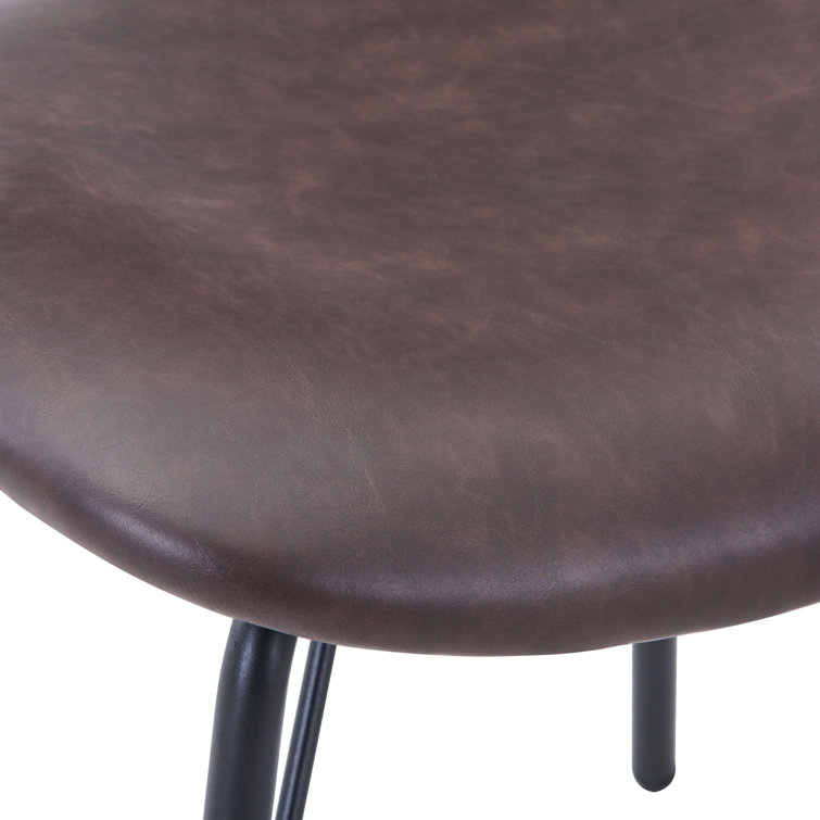 Reclaimed Wood Round Dining Set with Dark Brown Upholstered Chairs