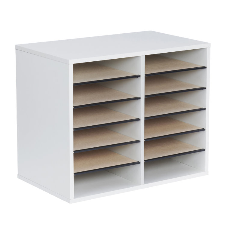Modular 12-Compartment Gray Hardboard Literature Sorter