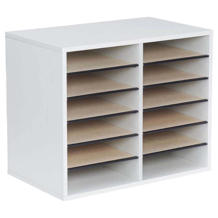 Modular 12-Compartment Gray Hardboard Literature Sorter