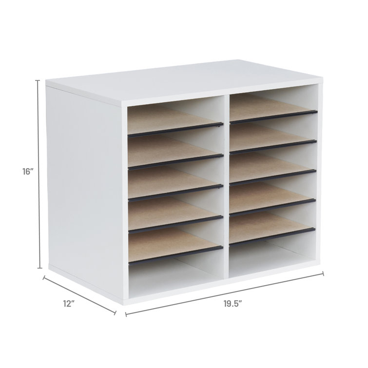 Modular 12-Compartment Gray Hardboard Literature Sorter