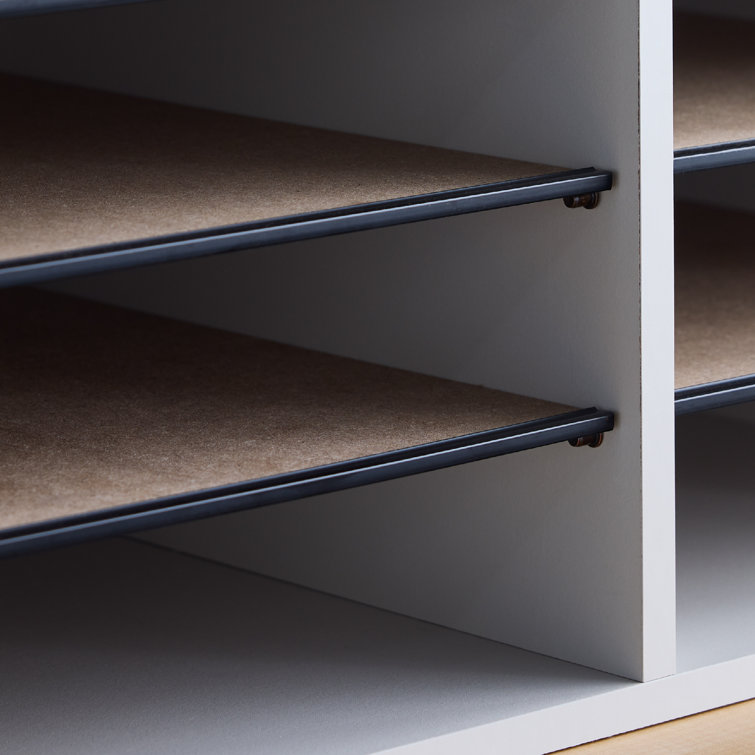 Modular 12-Compartment Gray Hardboard Literature Sorter