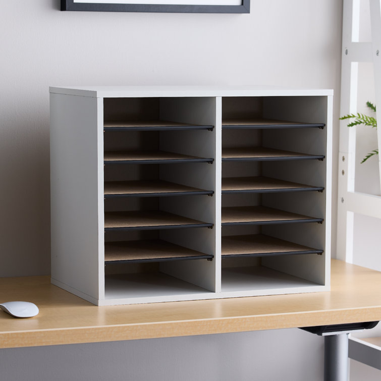 Modular 12-Compartment Gray Hardboard Literature Sorter