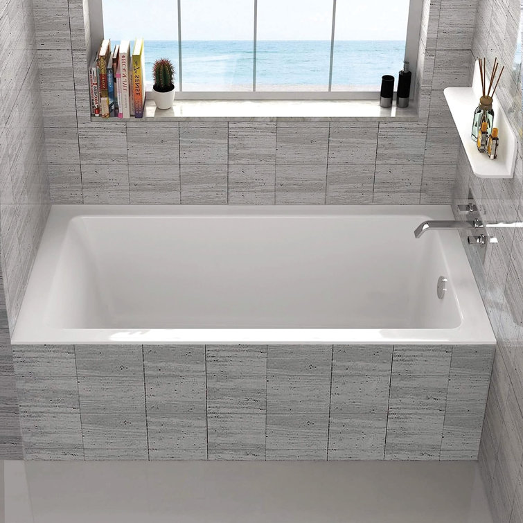 Alcove 70" White Acrylic Soaking Bathtub