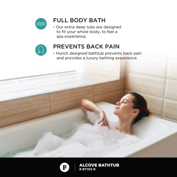Alcove 70" White Acrylic Soaking Bathtub