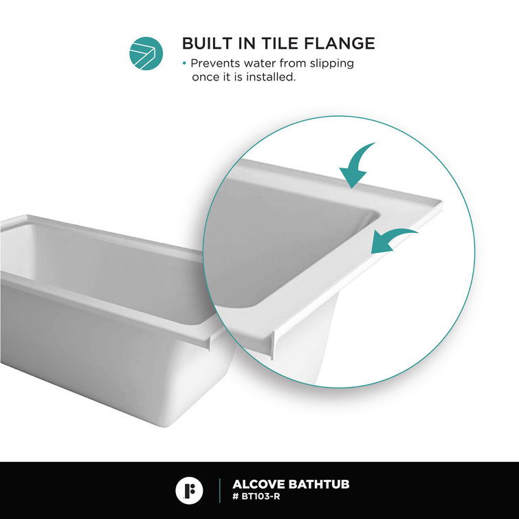 Alcove 70" White Acrylic Soaking Bathtub