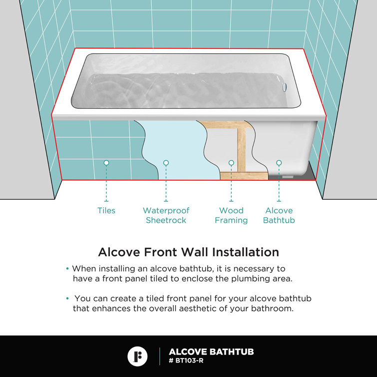 Alcove 70" White Acrylic Soaking Bathtub