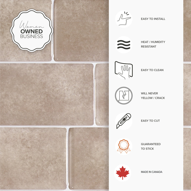 Metro Cologne Beige Glossy Peel and Stick Backsplash Tile