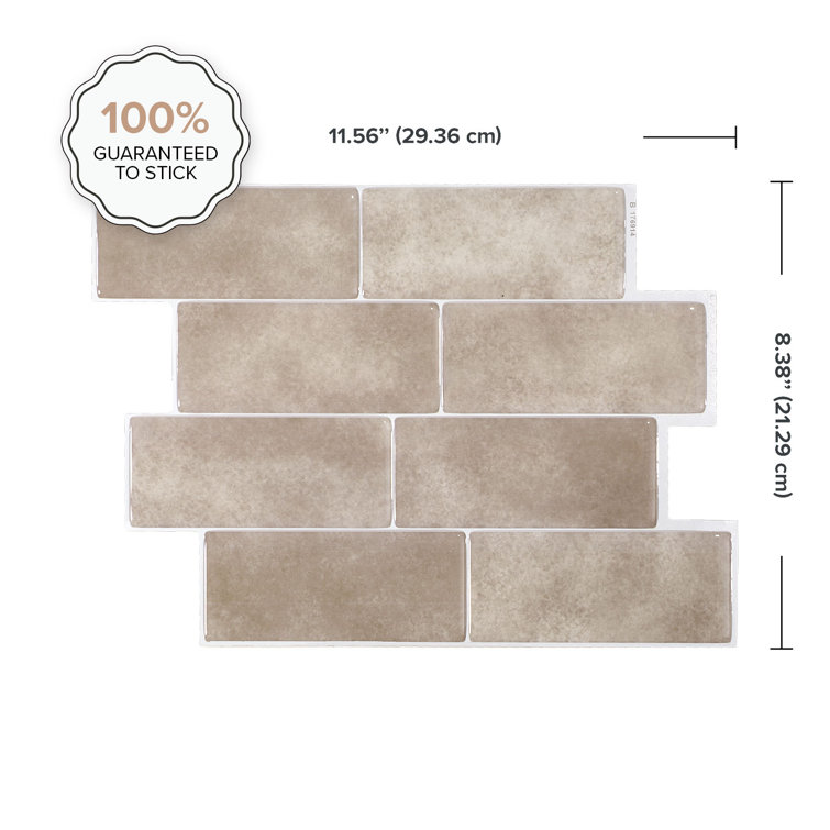Metro Cologne Beige Glossy Peel and Stick Backsplash Tile