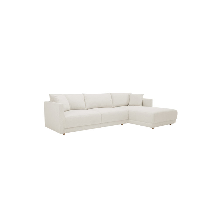 Oyster Boucle Upholstered L-Shaped Sectional Sofa with Chaise