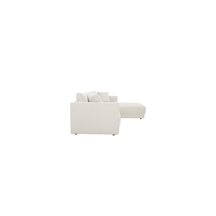 Oyster Boucle Upholstered L-Shaped Sectional Sofa with Chaise