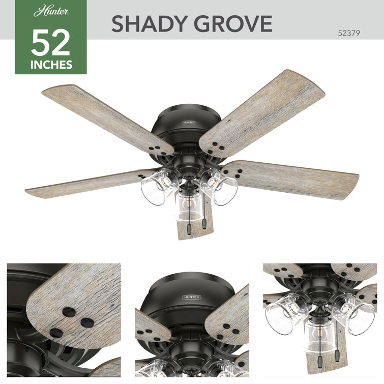 Noble Bronze 52" Low Profile Ceiling Fan with Light Kit