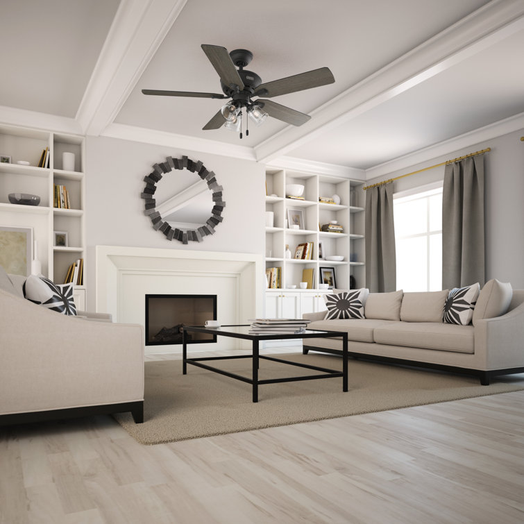 52" Matte Black 5-Blade Ceiling Fan with LED Lights