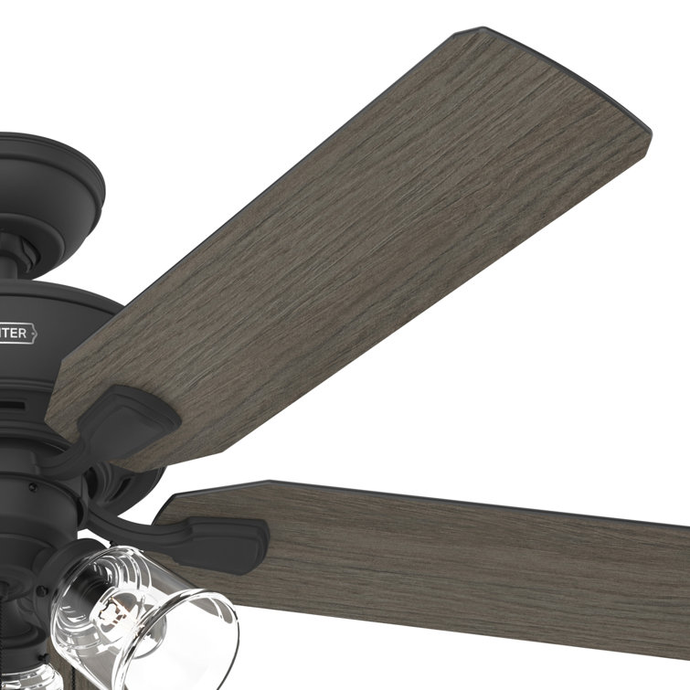 52" Matte Black 5-Blade Ceiling Fan with LED Lights