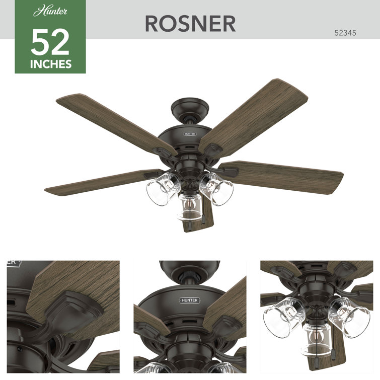 52" Noble Bronze Ceiling Fan with Reversible Blades and LED Light