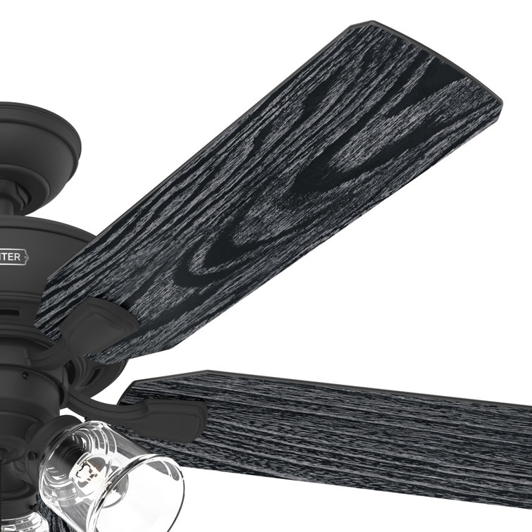 52" Matte Black 5-Blade Ceiling Fan with LED Lights