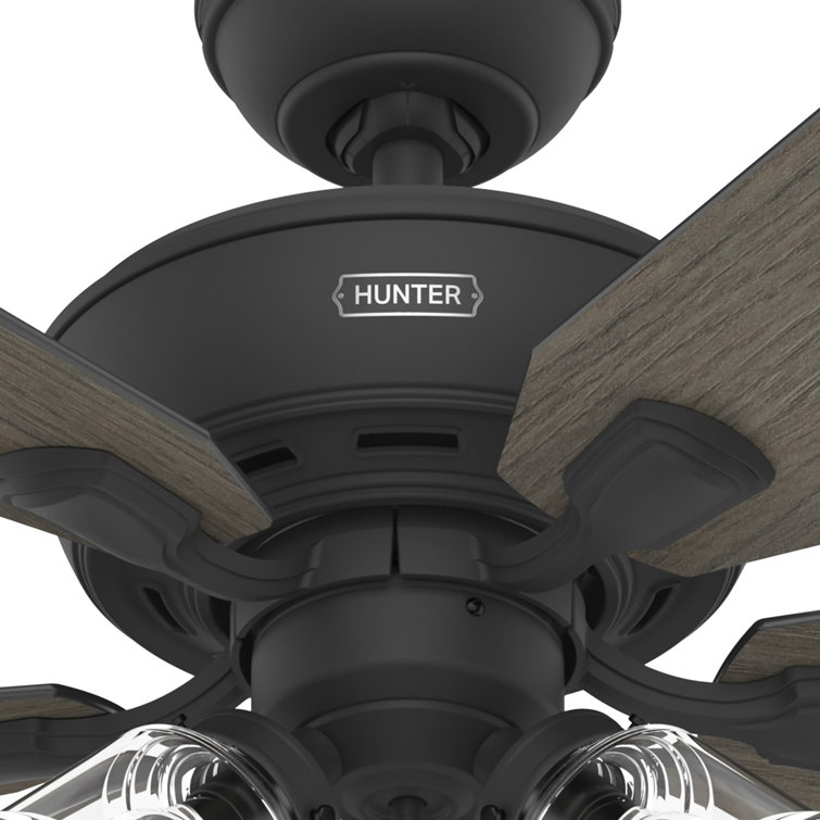 52" Matte Black 5-Blade Ceiling Fan with LED Lights