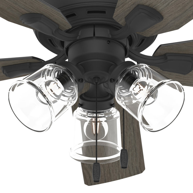 52" Matte Black 5-Blade Ceiling Fan with LED Lights