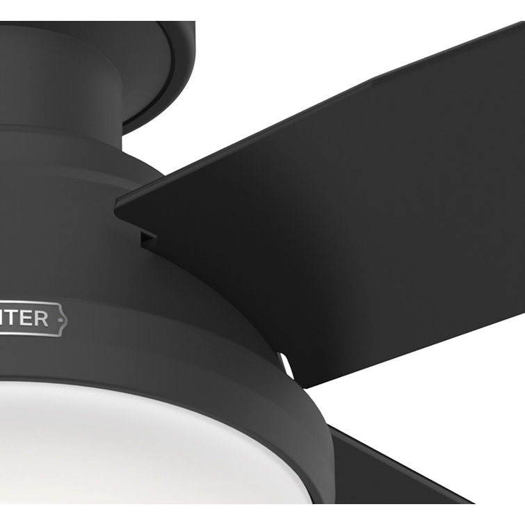Dempsey 44" Matte Black Low Profile Ceiling Fan with LED Light & Remote