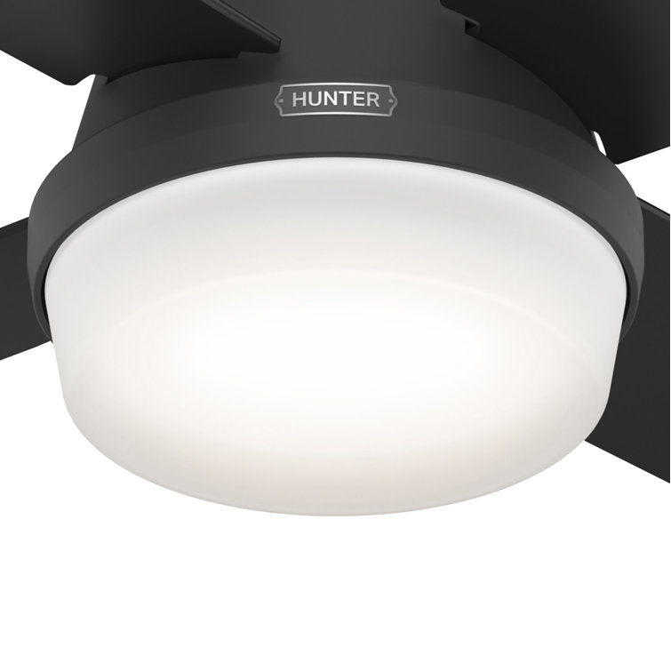 Dempsey 44" Matte Black Low Profile Ceiling Fan with LED Light & Remote