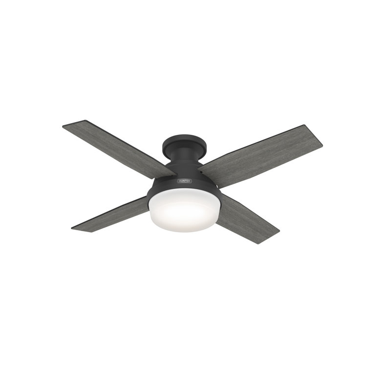 Dempsey 44" Matte Black Low Profile Ceiling Fan with LED Light & Remote