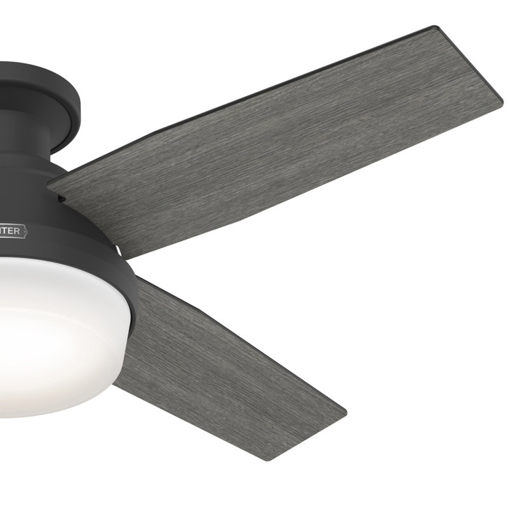Dempsey 44" Matte Black Low Profile Ceiling Fan with LED Light & Remote