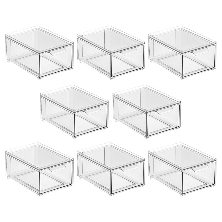 ClearView 8-Pack Stacking Plastic Organizer Bin with Pull-Out Drawers