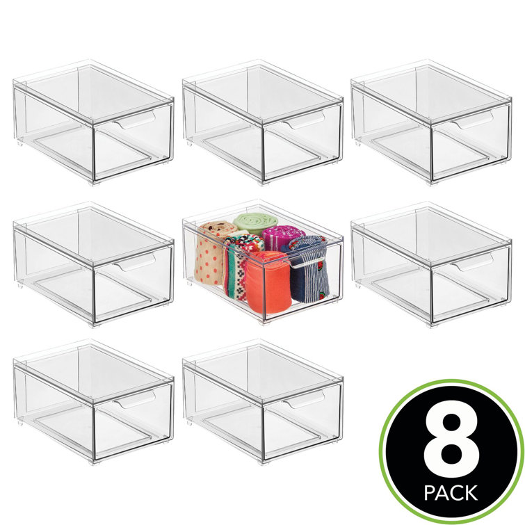 ClearView 8-Pack Stacking Plastic Organizer Bin with Pull-Out Drawers