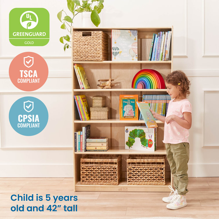 Adjustable Classic Birch Bookcase for Kids, 60in, Natural Brown