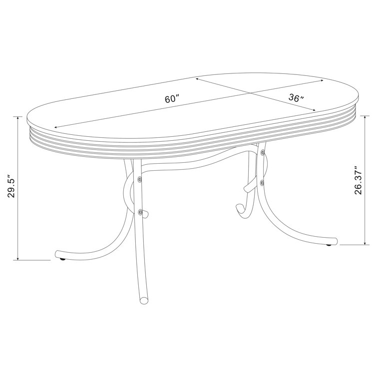 Oval White and Chrome Retro Dining Table