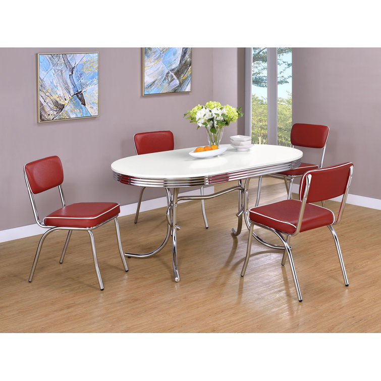 Oval White and Chrome Retro Dining Table