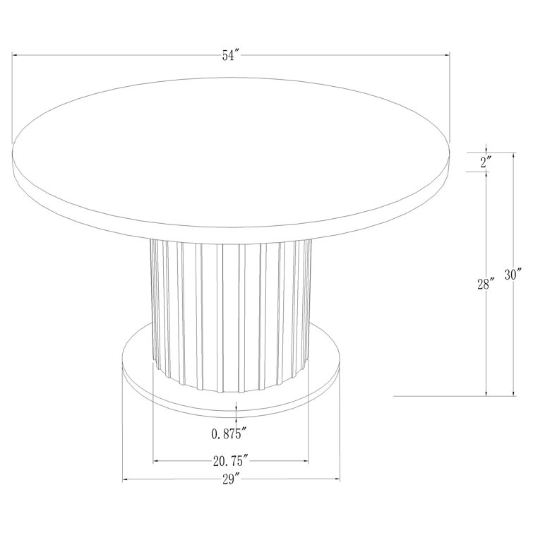 Round Black and White Marble Top Dining Table with Wood Base