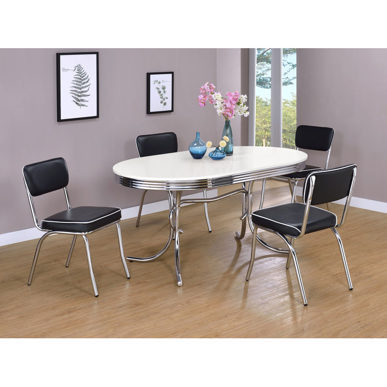 Oval White and Chrome Retro Dining Table