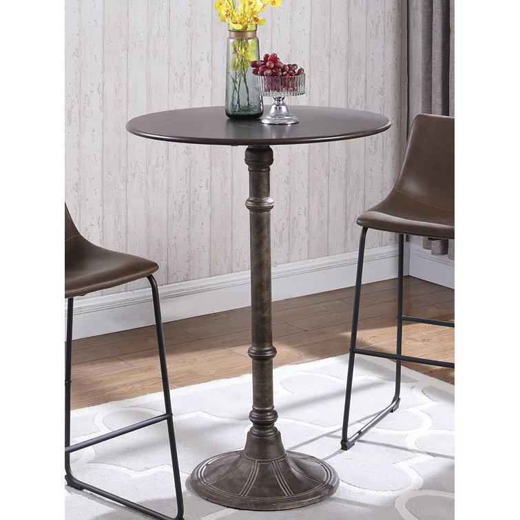 Oswego Round Dark Russet and Bronze Bar Table