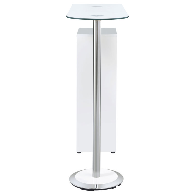 Contemporary Glossy White Elevated Glass Wine Bar with Storage